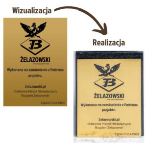 Personalizowana Tabliczka Z Dedykacją, Na Podstawę, Ze Złotego Laminatu.