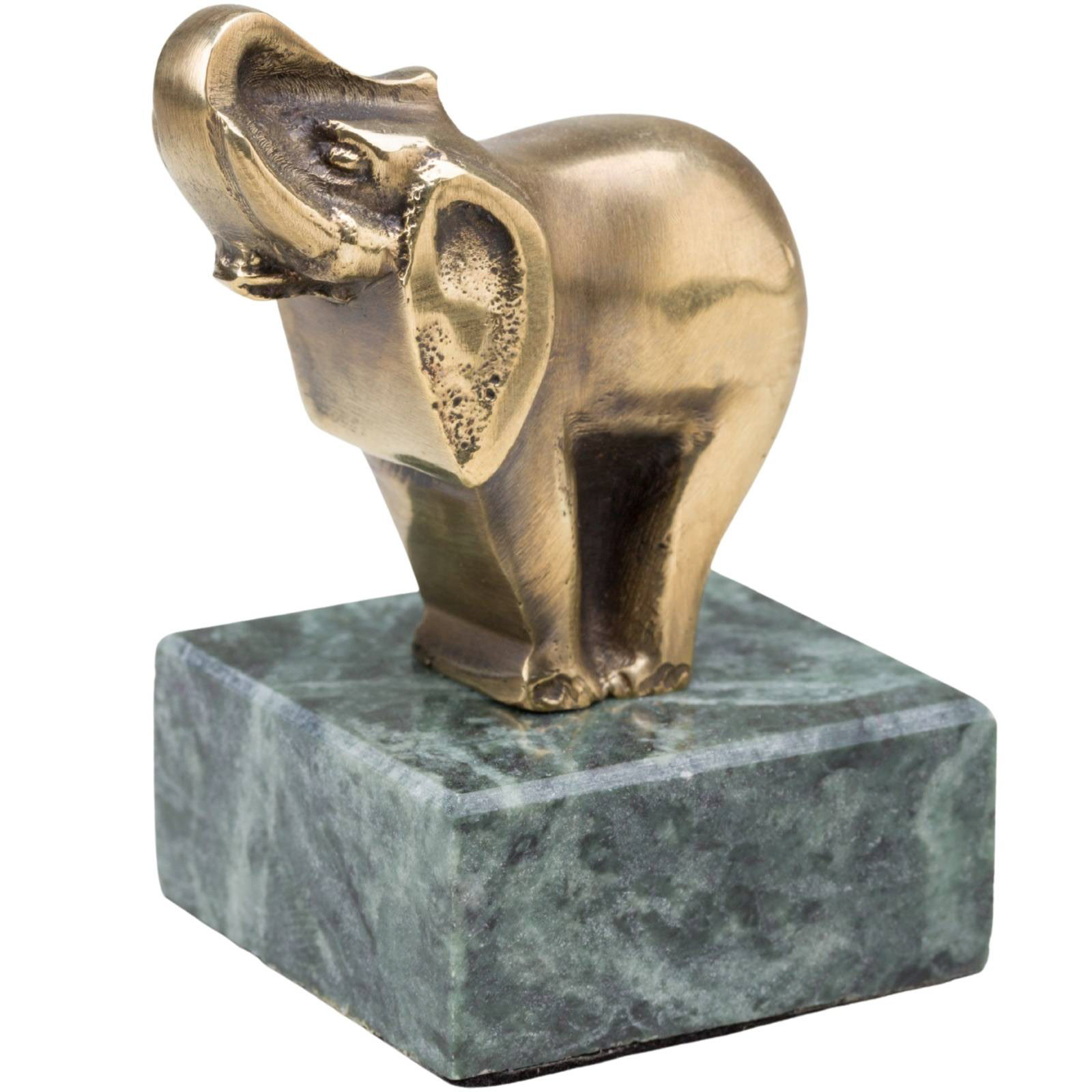Figura Słoń Z38  Mały z Uniesioną Trombą, Prezent Na Szczęście, Mosiądz