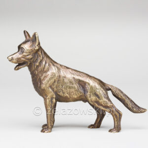 Figura Pies Z5 Owczarek Niemiecki Mosiądz Patynowany