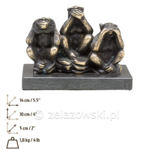 Figura Trzy Małpki Z69 Mosiądz Patynowany