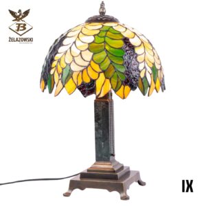 Lampa Marmurowo-Mosiężna LA6 Stojąca Retro Abażur Witrażowy Lampa w Stylu Tiffany