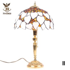 Lampa Świecznikowa LA18 Stojąca Retro Mosiądz Polerowana Abażur Witrażowy Lampa w Stylu Tiffany