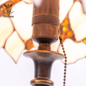 Lampa Świecznikowa LA19 Stojąca Retro Mosiądz Patynowany Abażur Witrażowy Lampa w Stylu Tiffany