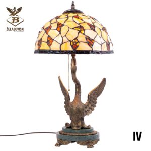 Lampa Gąsior LA2 Stojąca Retro Mosiądz Abażur Witrażowy Podstawa Marmur Lampa w Stylu Tiffany