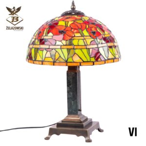 Lampa Marmurowo-Mosiężna LA6 Stojąca Retro Abażur Witrażowy Lampa w Stylu Tiffany
