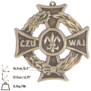 Medalion Krzyż Harcerski ME14 Mosiężny Patynowany Na Ścianę
