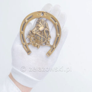 Podkowa z Koniem ME5 Mosiężna Patynowana Medalion Na Ścianę